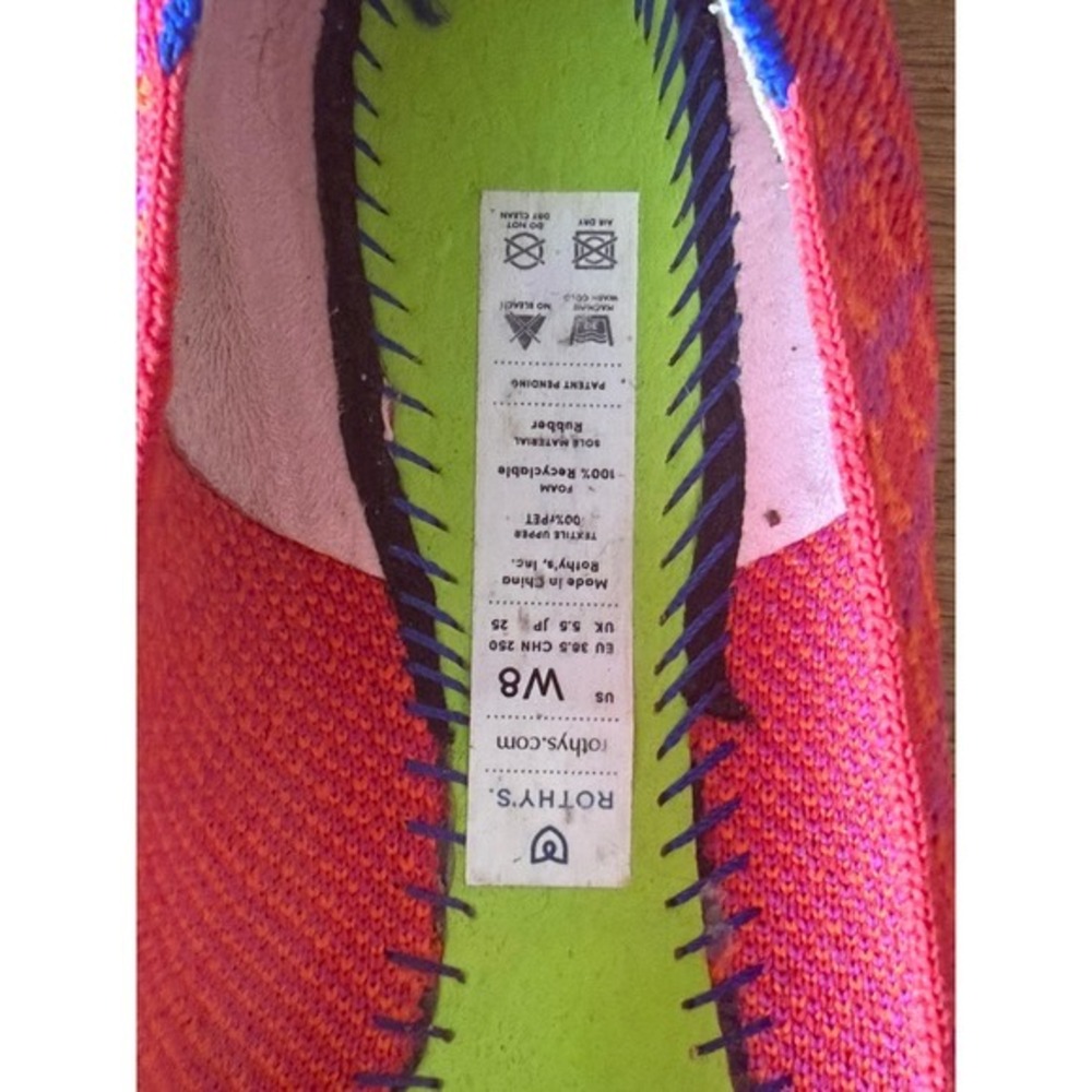 Rothy's The Point Flats Knit Geometric Red Orange Pink Women's Shoe Size 8 - Picture 4 of 6